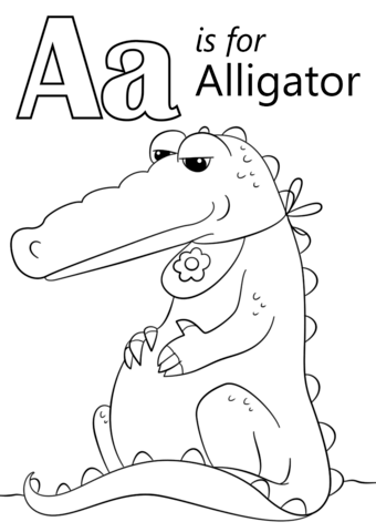 Letter A Is For Alligator Coloring Page